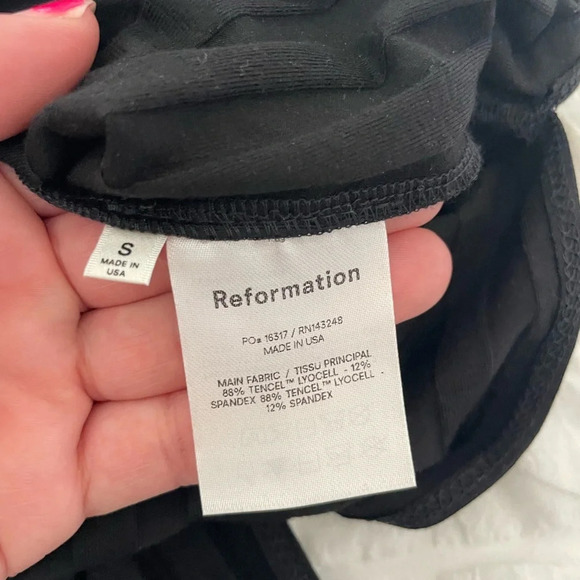 Reformation black astra ribbed open slit midi dress - Picture 8 of 9